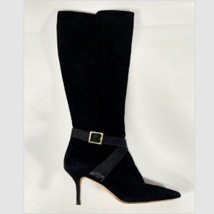 SAKS Fifth Avenue Boots Womens 9.5 Black Suede Medium 3" Heel Stiletto Designer